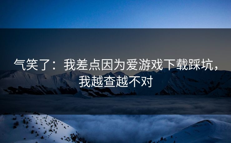 气笑了：我差点因为爱游戏下载踩坑，我越查越不对