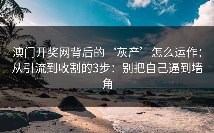 澳门开奖网背后的‘灰产’怎么运作：从引流到收割的3步：别把自己逼到墙角