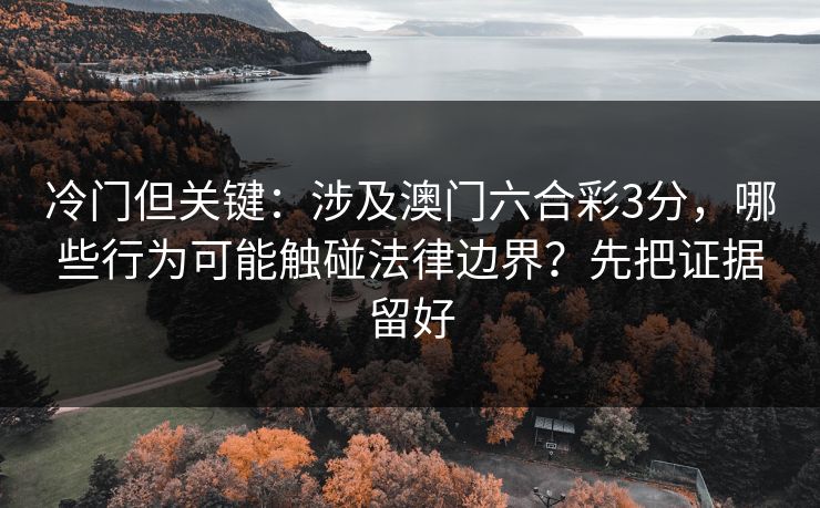 冷门但关键：涉及澳门六合彩3分，哪些行为可能触碰法律边界？先把证据留好