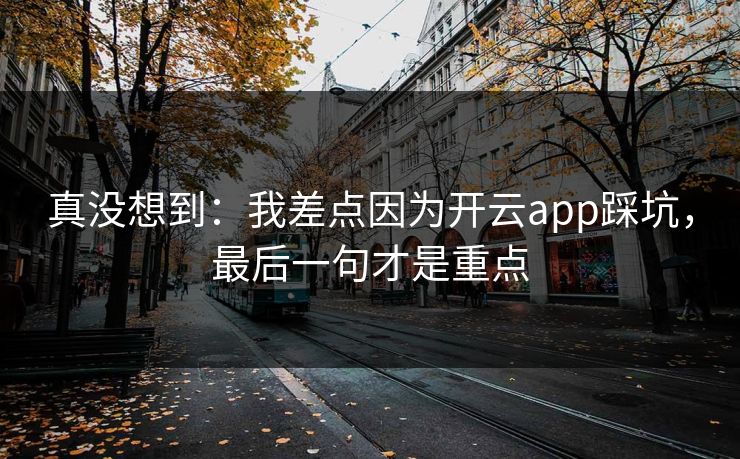 真没想到：我差点因为开云app踩坑，最后一句才是重点